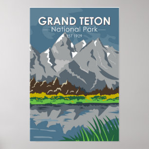 Grand Teton National Park Wyoming Retro Poster