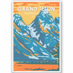 Grand Teton National Park Wyoming Retro Sticker