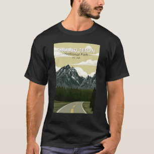 Grand Teton National Park Wyoming Road Vintage T-shirt
