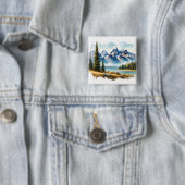Grand Teton National Park Wyoming Vierkante Button 5,1 Cm (In situ)