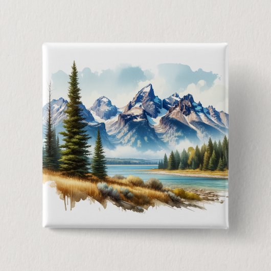 Grand Teton National Park Wyoming Vierkante Button 5,1 Cm (Voorkant)