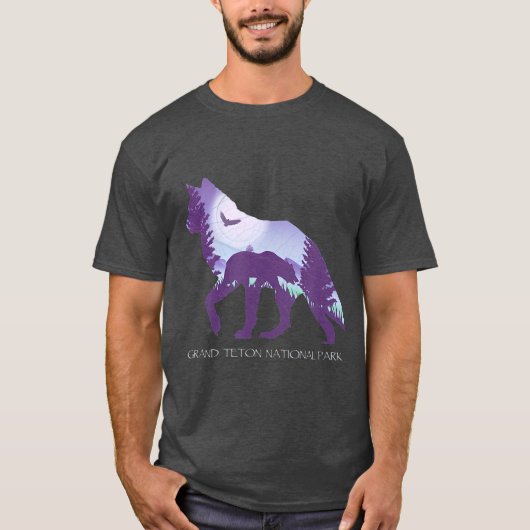 Grand Teton National Park Wyoming Wolf T-shirt (Voorkant)