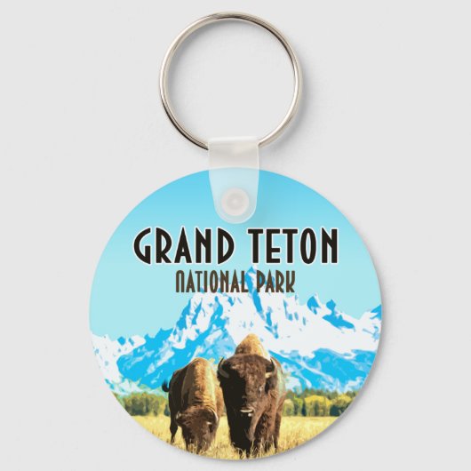 Grand Teton Park Wyoming Vintage Sleutelhanger (Voorkant)