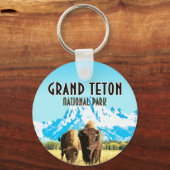 Grand Teton Park Wyoming Vintage Sleutelhanger (Voorkant)
