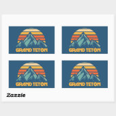 Grand Teton Retro Turquoise Rechthoekige Sticker (Vel)