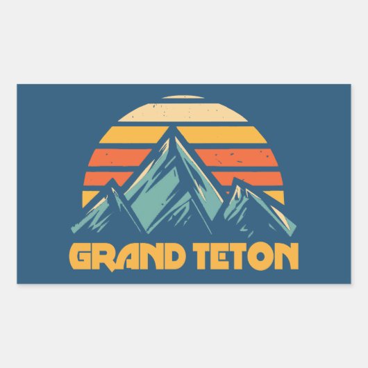 Grand Teton Retro Turquoise Rechthoekige Sticker (Voorkant)