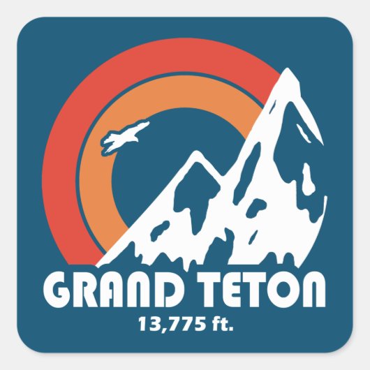 Grand Teton Sun Eagle Vierkante Sticker (Voorkant)