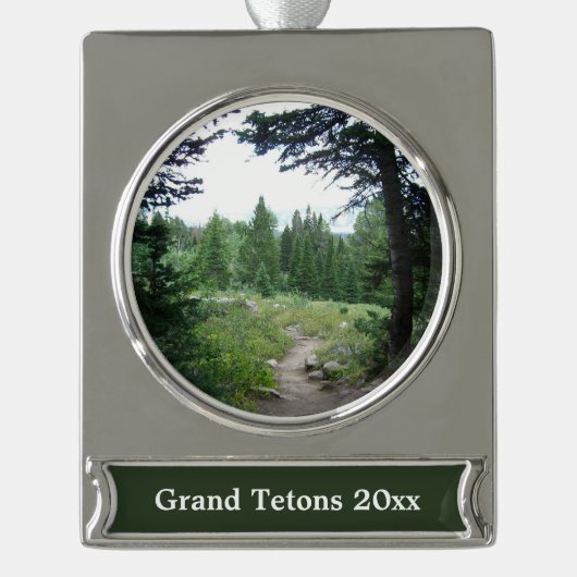 Grand Teton Trail Verzilverd Banner Ornament (Voorkant)