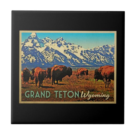 Grand Teton Wyoming Buffalo Tegeltje (Voorkant)