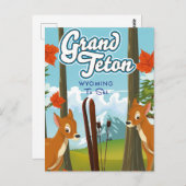 Grand Teton Wyoming naar ski. Briefkaart (Voorkant / Achterkant)