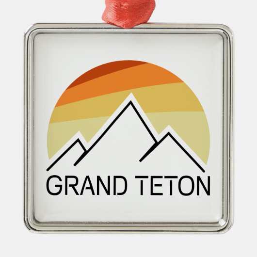 Grand Teton Wyoming Retro Metalen Ornament (Voorkant)