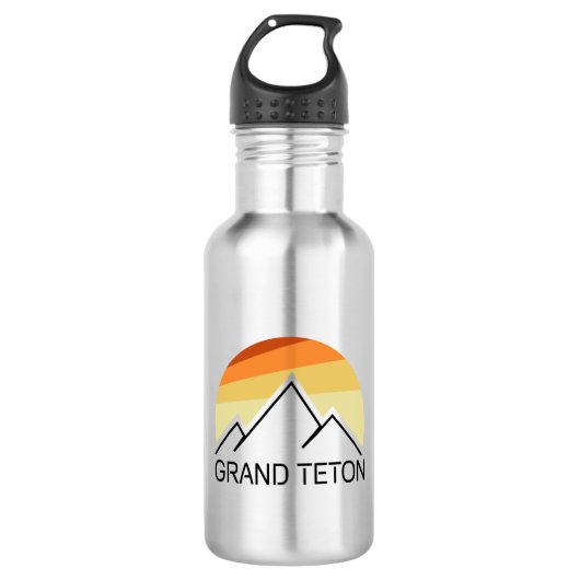 Grand Teton Wyoming Retro Waterfles (Voorkant)