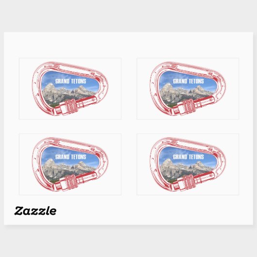 Grand Tetons (Carabiner) Rechthoekige Sticker (Vel)