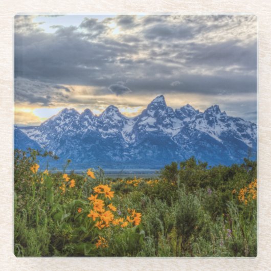 Grand Tetons Glazen Onderzetter (Voorkant)