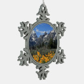Grand Tetons Souvenir kerstversier Tin Sneeuwvlok Ornament (Links)