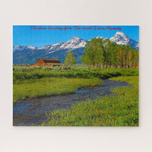 Grand Tetons Wyoming .Kerstdag Groeten Legpuzzel