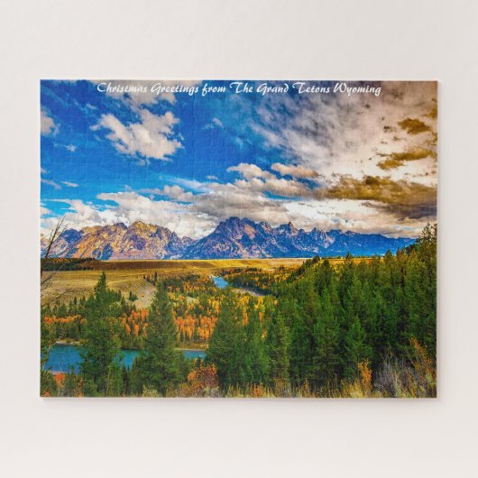 Grand Tetons Wyoming .kerstgroeten Legpuzzel (Horizontaal)