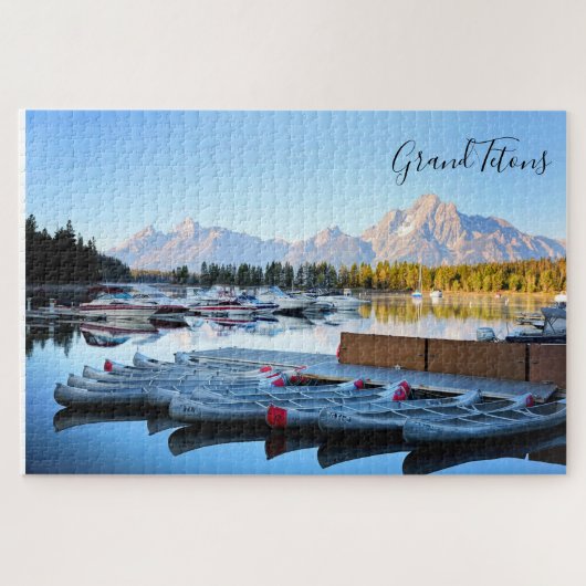 Grand Tetons Wyoming met Lake en Kayaks Puzzle Legpuzzel (Horizontaal)