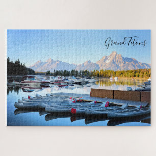 Grand Tetons Wyoming met meer en kano's puzzel
