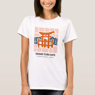 Grand Torii Gate Itsukushima Japan reizen bloemen T-shirt
