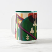 Grand Tour - Retro NASA Travel Poster Two-Tone Mok (Voorkant links)