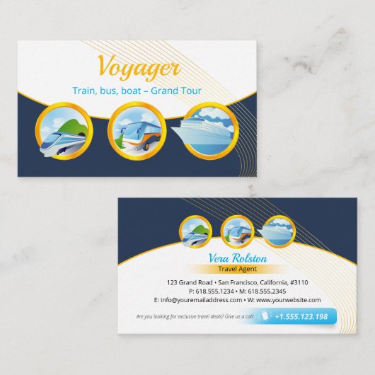 Grand Tour | Train Agent Train Bus Boat Visitekaartje (Voorkant / Achterkant)