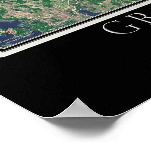 Grand Traverse Bay Michigan Satellite Map Poster (Hoek)