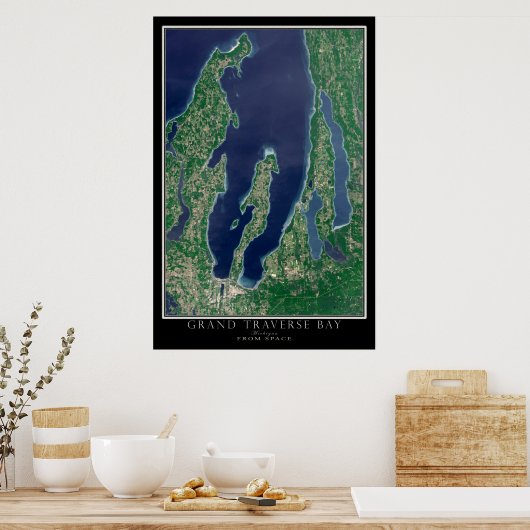 Grand Traverse Bay Michigan Satellite Map Poster (Keuken)