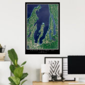 Grand Traverse Bay Michigan Satellite Map Poster (Thuiskantoor)