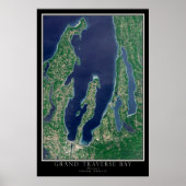 Grand Traverse Bay Michigan Satellite Map Poster (Voorkant)