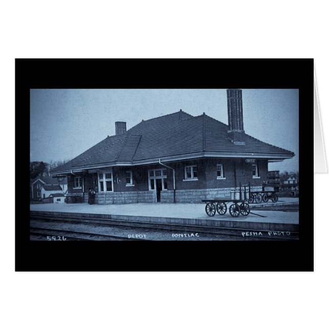 Grand Trunk Depot Pontiac Michigan (Cyaan) (Voorkant Horizontaal)
