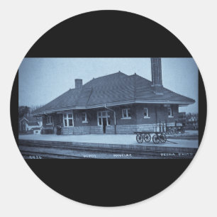 Grand Trunk Depot Pontiac Michigan (Cyaan) Ronde Sticker