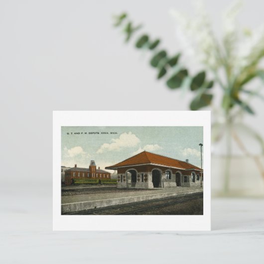 Grand Trunk en Pere Marquette Depots, Ionia, MI Briefkaart (Staand voorkant)