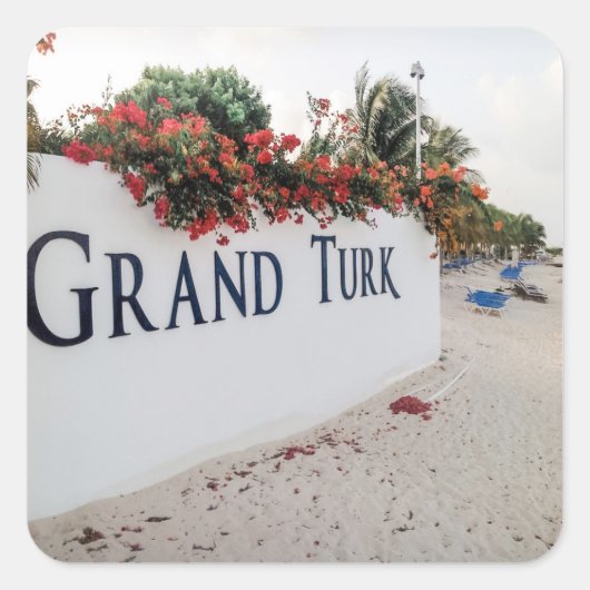 Grand Turk Beach Scene Vierkante Sticker (Voorkant)