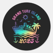 Grand Turk Island 2025 Cruise Vakantie Beach Trave Ronde Sticker (Voorkant)