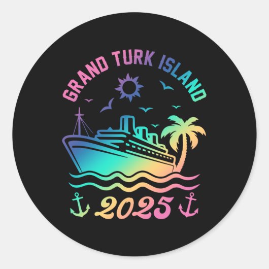 Grand Turk Island 2025 Cruise Vakantie Beach Trave Ronde Sticker (Voorkant)