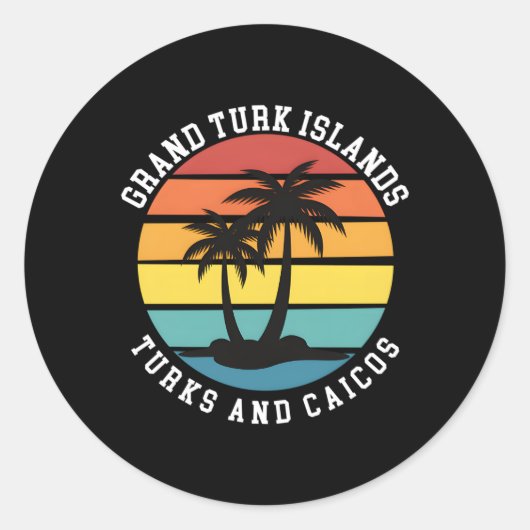 Grand Turk Islands Turks- en Caicoseilanden Palmbo Ronde Sticker (Voorkant)
