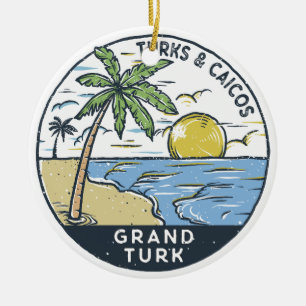 Grand Turk Turks en Caicos Vintage Keramisch Ornament