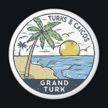 Grand Turk Turks en Caicos Vintage Magneet<br><div class="desc">Grand Turk vector kunst ontwerp. Grand Turk Island is het hoofdeiland van de Turks-Caicoseilanden in de Atlantische Oceaan. Het is bezaaid met de overblijfselen van zoutvijvers en windmolens uit de zoutindustrie van het zee,  die van de 17e tot de 20e eeuw overheersen.</div>