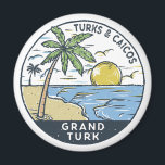 Grand Turk Turks en Caicos Vintage Magneet<br><div class="desc">Grand Turk vector kunst ontwerp. Grand Turk Island is het hoofdeiland van de Turks-Caicoseilanden in de Atlantische Oceaan. Het is bezaaid met de overblijfselen van zoutvijvers en windmolens uit de zoutindustrie van het zee,  die van de 17e tot de 20e eeuw overheersen.</div>
