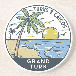 Grand Turk Turks en Caicos Vintage Zandsteen Onderzetter