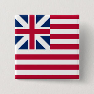 Grand Union, 1e vlag van de Amerikaanse koloniën Vierkante Button 5,1 Cm