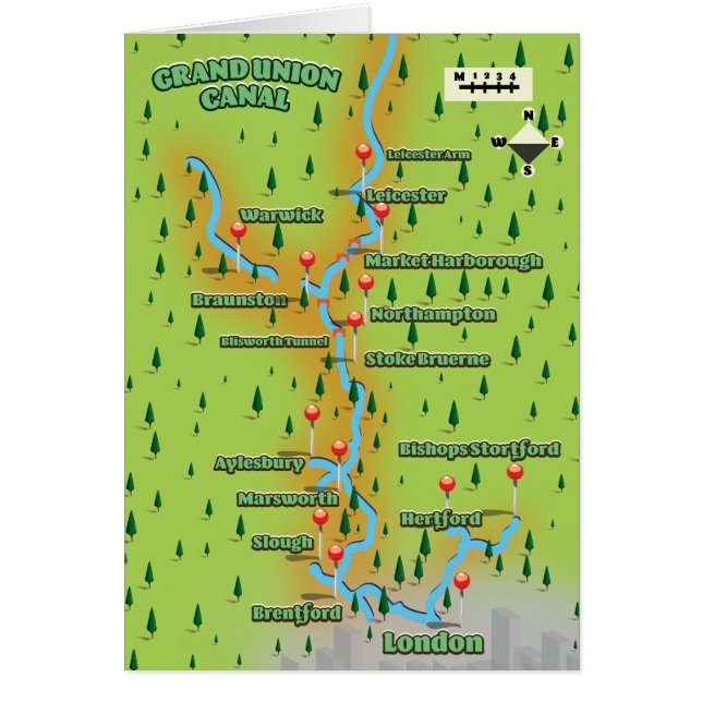 Grand Union Kanaal Kaart (Voorkant)