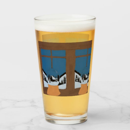 Grand Verre à Boissons Hivernal - Boule de Neige Glas (Voorkant gevuld)