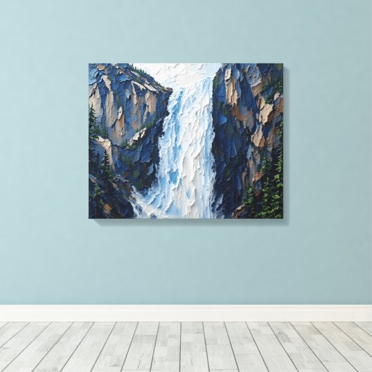 Grand Waterfall Wall Art | Premium gewikkeld canva Canvas Afdruk (Insitu (Houten vloer))