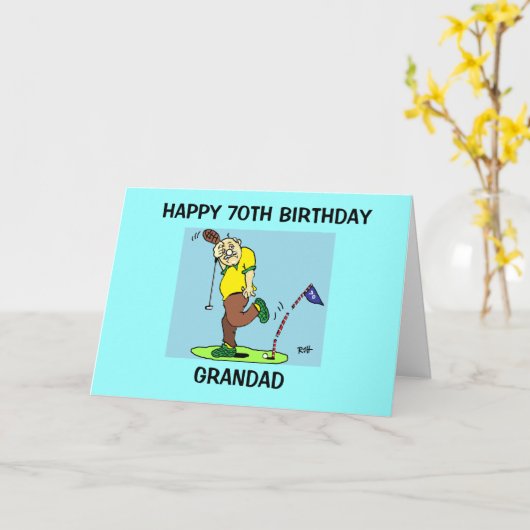 GRANDAD 70E VERJAARDAG KAART (Gele Bloem)