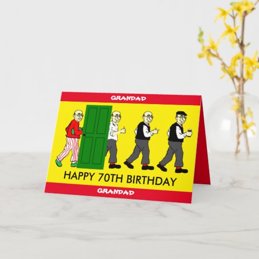 GRANDAD 70E verjaardagskaart Kaart (Gele Bloem)