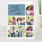 Grandad 7 fotocollage blauw gepersonaliseerde verj kaart (Voorkant)