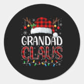 Grandad Claus Kerstverlichting Pyjama Familie Matc Ronde Sticker (Voorkant)