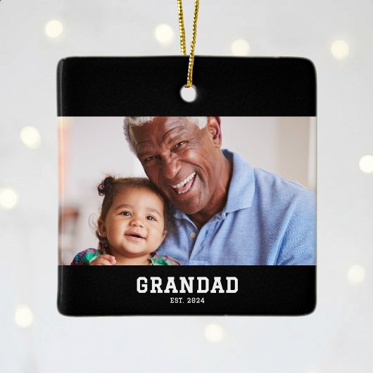 Grandad Established Black White Bold Photo Keramisch Ornament